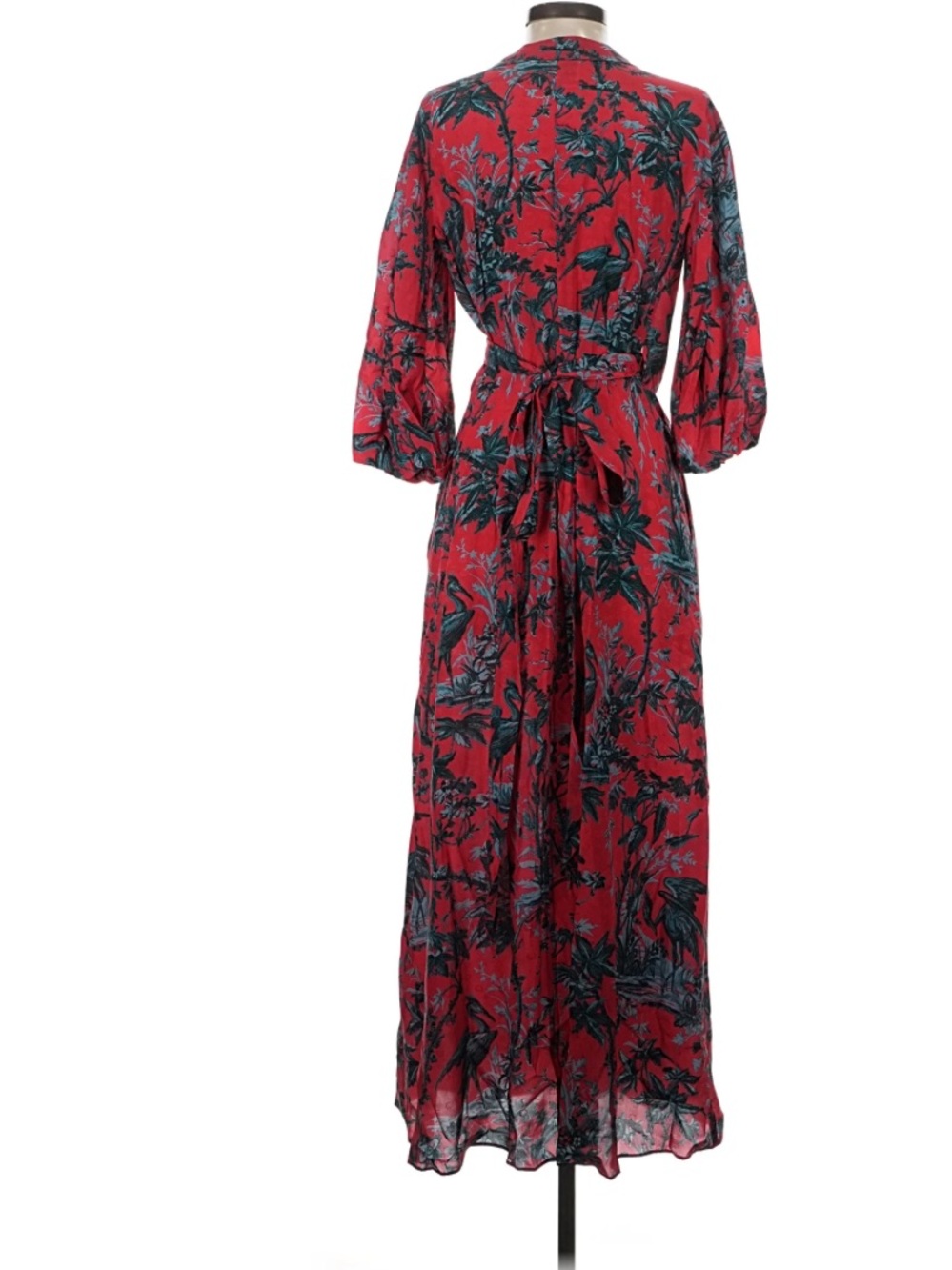 Cara Cara Rosewood Silk Maxi Dress Heron Watermelon Coral and Teal Floral Small - Picture 5 of 9